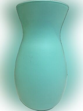 PAINTED GLASS TURQUOISE VASE CONTAINER FLOWERS STORAGE PARTY WEDDING DECOR 10.5”